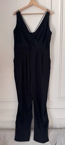 Coast Black Jumpsuit Sleeveless Strap Detailed Lace Back Size UK 16 - Picture 1 of 23