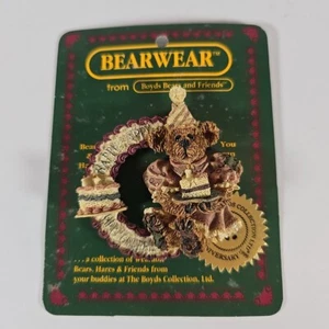 Happy Birthday Wreath Boyds Bears BearWear Pin Brooch  1995 #26117  2.5" - Picture 1 of 6