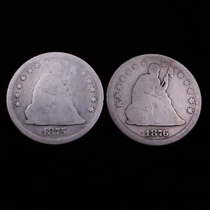 1875P & 1876CC Seated Liberty Quarters #5156 - Picture 1 of 8