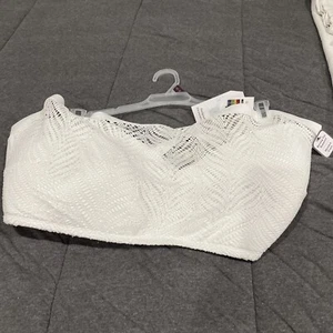 NWT Time and Tru Crochet High Neck Halter Swim Bathing Suit Top White 3X 24W 26W - Picture 1 of 3