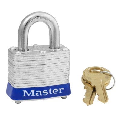 Master Lock 3Kablu-0354 Lockout Padlock,1-1/4"H Blue Safety Padlock, Keyed alike - Image 1 of 3
