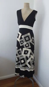 Lily Whyt Maxi Dress Black and Cream Size 10 - Picture 1 of 5