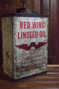 ACEITE DE TIZA ALA ROJA FRESCA GRANERO AÑOS 50 LATA DE METAL DE UN GALÓN SIGNO DECORACIÓN DE MINNESOTA - Imagen 1 de 24