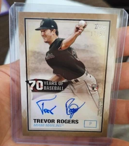 TREVOR ROGERS 2021 TOPPS 70 YEARS OF BASEBALL GOLD ROOKIE RC AUTO /50 #70YA-TR - Picture 1 of 3