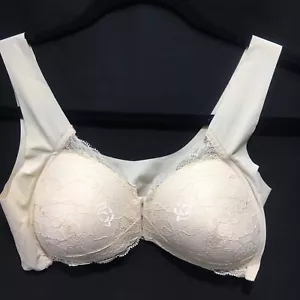 Reggiseno Pizzo Beige Coppa Modellata Comfort Schiena Liscia e Cinghie Slip On XL - Foto 1 di 12