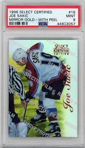 PSA 9 1996 Select Certified Joe Sakic Mirror Gold w/ Peel Insert #16 - Picture 1 of 2