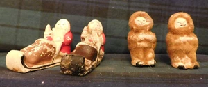 Preciosos adornos para pasteles de Navidad antiguos/vintage de tiza - Imagen 1 de 2
