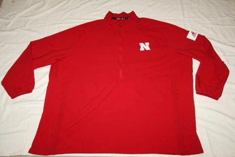 MEN'S ADIDAS NEBRASKA CORN HUSKERS 1/2 ZIP WINDBREAKER PULLOVER RAIN JACKET 4XL Cover
