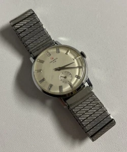 Vintage 1950s Helbros Invincible 34mm Oyster Pearl Second Dial Mens Watch France - Picture 1 of 5