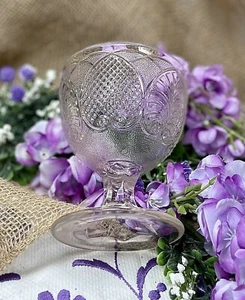 Antique 1870s "Palmette" "Hearts and Spades" Open Sugar/Water Goblet Clear Glass - Picture 1 of 12