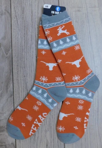 For Bare Feet Texas Longhorns NCAA Thick Socks Men's Size 10-13 NEW Cover