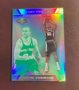2007-08 Topps Co-Signers David Robinson Tony Parker 4/19 Silver Green Refractor