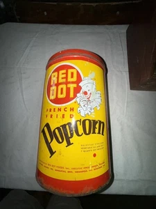 Barattolo di latta popcorn vintage, 11,5", litografia, punto rosso, pop corn fritto francese - Foto 1 di 6