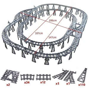 Track Straight Curved Crossing Rail for Lego Train Building Block DIY-60 Sets! - Picture 1 of 62
