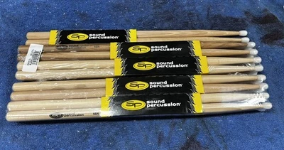 5B Sound Percussion Hickory Baquetas 2 - Paquete de 4 +1 pr = 18 baquetas puntas de nailon Foto 1 de 3