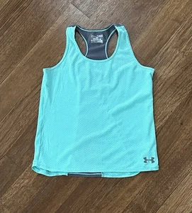 Under Armour UA heat gear loose racerback tank top YXL extra large green mesh - Picture 1 of 5
