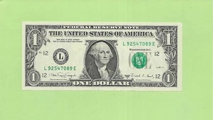 1988A ..UNCIRC $1 L 9254 7089 E .... 1988A $1 L-E NICE NOTE FRN - Picture 1 of 2