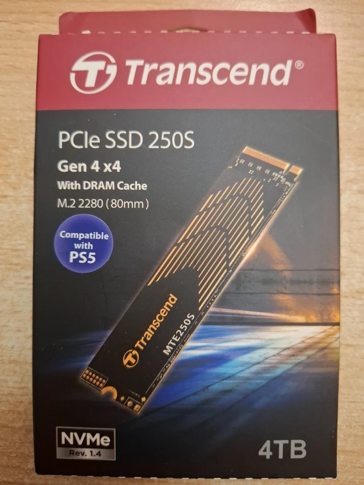 Transcend 250S 4TB M.2 NVMe PCIe Gen 4 SSD | DRAM cache | 7GB/s | PS5 compatible - Image 1 of 2