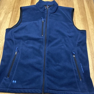 Chaqueta Chaleco Negro Diamante Para Hombre Talla XL Azul Polar Cremallera Completa Foto 1 de 4