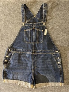 Old Navy Denim salopette pantaloncino donna XXL 2XL orlo sfilacciato polsini bavaglini contadino nuovo con etichette - Foto 1 di 16