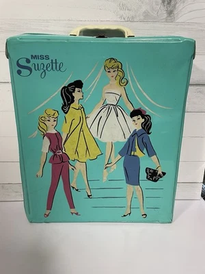 РЕДКАЯ 1960-е Miss Suzette Синяя Бирюзовая Виниловая Кукла Чехол для Переноски Модная Кукла Uneeda - Изображение 1 из 4