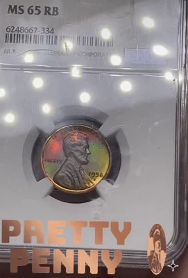 1958-D 1c Lincoln Wheat Cent NGC MS 65 RB **Monster Rainbow Toned** Extreme Tone - Image 1 of 4