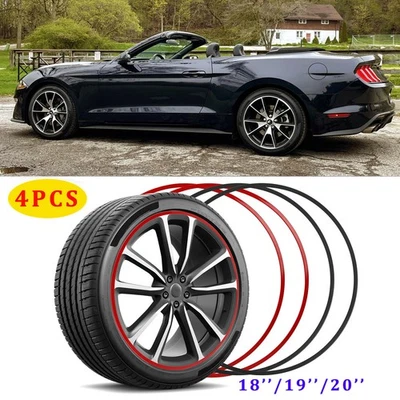 Protector de borde de llanta de cubo de rueda de coche para Ford Mustang 4 piezas anillo neumático aluminio Foto 1 de 4