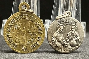 Italia lote antiguo x2 Espíritu Santo Recuerdo Confirmación, medallas de la Santísima Trinidad - Imagen 1 de 9