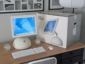*KOMPLETT RESTAURIERT* Apple iMac G4 15 Zoll Flachbildschirm 700MHz 768MB Ram OG BOX!! - Bild 1 von 15