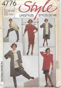 C220 STYLE 4776: COAT, DRESS, TOP, PANTS & SKIRT SIZE 12-16 SEWING PATTERN - Picture 1 of 2