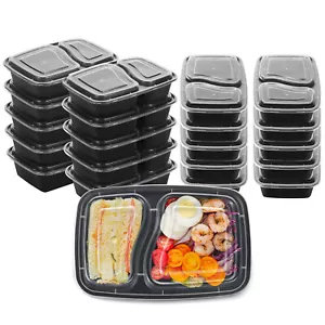 20pk Meal Prep Containers 2 Compartment Food Storage Box with Lid Microwave Safe - Picture 1 of 13