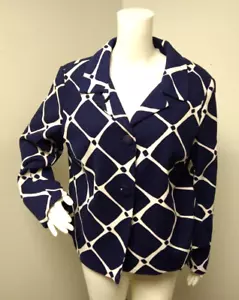 BODEN Navy Textured Cotton Blazer Jacket Size 14 Twill 3 Button Business - Picture 1 of 9