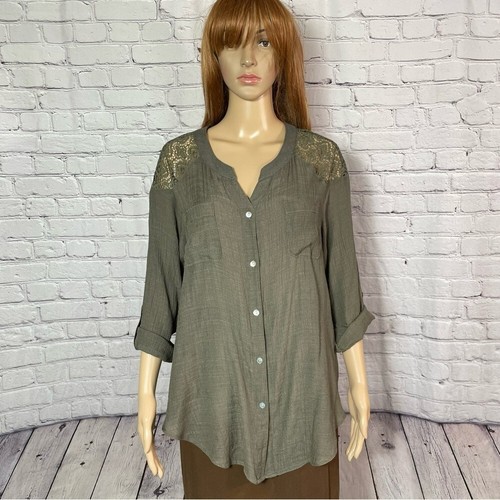 Camicia Alyx manica a 3 4 pizzo a spalla oliva taglia XL
