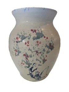 10" CROCK VASE Signed FISHERMAN BYBEE Pottery KY Spongeware Vtg RARE!! - Picture 1 of 4