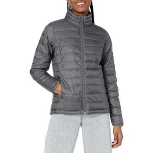 Amazon Essentials Women's Large Gray Lightweight Long Sleeve Zip Puffer Jacket - Picture 1 of 12