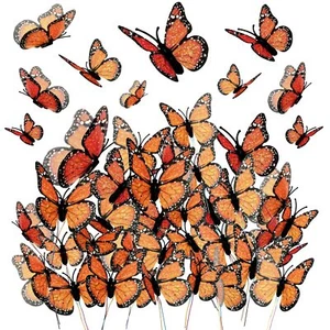 48 Pieces Halloween Monarch Butterfly Decorations 3 Size Artificial Monarch B... - Picture 1 of 7