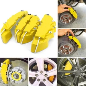 Piezas de pinza de freno de disco delantero + trasero estilo 3D freno amarillo universal - Imagen 1 de 12