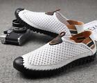 Mens summer shoes slip on round toe hollow out Mesh driving sandals loafers Chic