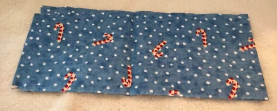 Candy Cane Snow Christmas Sewing Fabric Scrap 50" L x 4 1/2" W - Image 1 of 3