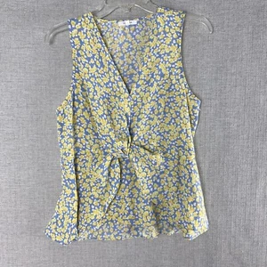 Blusa Pleione Twist Top Para Mujer Talla S Amarillo Gris Floral Peplum Nueva Sin Etiquetas - Imagen 1 de 7