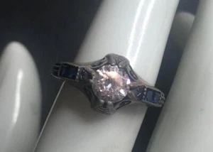 3865 VNTG Sterling silver Signed 925 EJ Art Deco ring sz 6.5 (2.8 grams) - Imagen 1 de 4