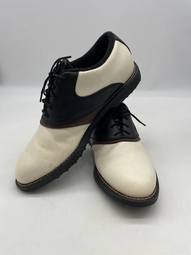 Zapatos de golf Reebok para hombre blancos/negros/marrones tracción descenso talla 8 Foto 1 de 4