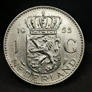 1 GULDEN SILBER 1955 JULIANA NIEDERLANDE / NEDERLAND SILVER - Bild 1 von 2