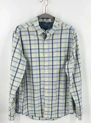 Falls Creek Mens Button Up Shirt Size Medium Blue Yellow Plaid Collared Cotton - Image 1 of 3