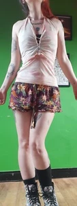 Damengröße 8 rosa Sacred Geo Festival Batik Killstar Vibe Y2k Fae Pixie Weste - Bild 1 von 11