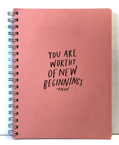 Fringe Studio MHN YOU ARE WORTHY Peach Journal Spiral Notebook 192 Lined Pages - Picture 1 of 10