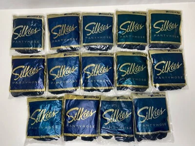 Silkies Nylons Pantyhose Lot of 14 - Navy Medium 137 VTG NOS - Image 1 of 3