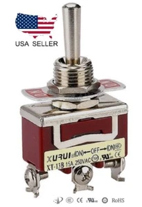 HEAVY DUTY SPDT (ON)-OFF-(ON) MOMENTARY TOGGLE SWITCH - SCREW TERMINALS (13BF) - Picture 1 of 1