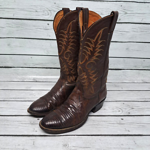Vintage Nocona Boots Mens 9 D Lizard Cowboy Western Brown
