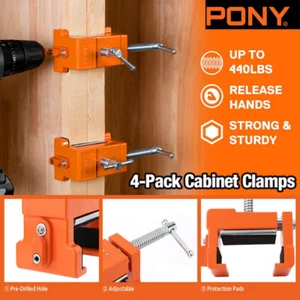 PONY 4-Pack Cabinet Clamp Set Cabinet Claw Face Frame Clamp 440 lbs Load Limited - Picture 1 of 8
